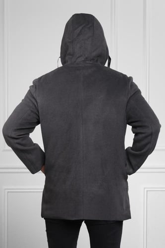 معطف رجالي شتوي بمظهر صوف مبطن بالفرو مزود بجيوب