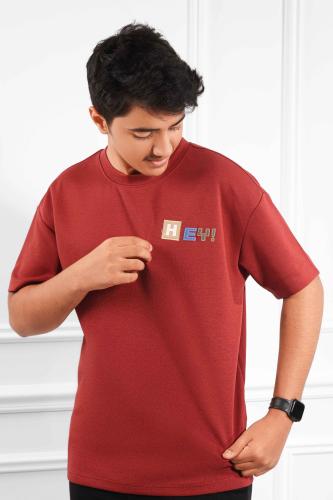 تيشرت رجالي اوفر سايز مزين بأحرف مطبوعة على الوجهي...