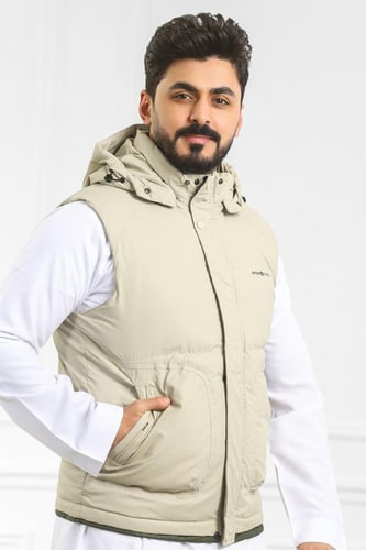 صدرية رجالي شتوي سحاب فرو بجيب جانبية وقبعة ضد الم...