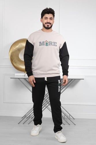 طقم رجالي شتوي اوفر سايز مكون من سويت شيرت وبنطال