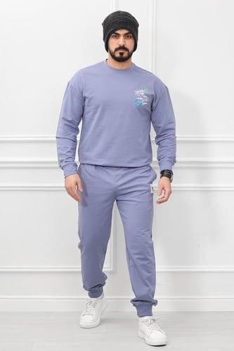 طقم رجالي شتوي كاجوال أرجل ضيقه وياقة مدورة مغلقة