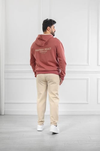 طقم رجالي شتوي دبل كاب بلونين وطبعة على التيشرت