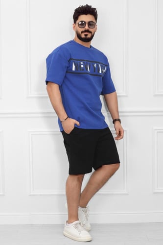 طقم رجالي اوفر سايز شورت - طقم رياضي رجالي نيويورك