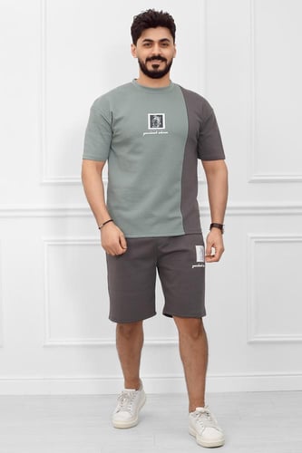 طقم رجالي اوفر سايز شورت - طقم رياضي اوفر سايز