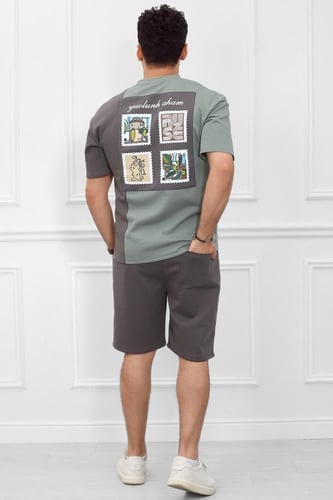 طقم رجالي اوفر سايز شورت - طقم رياضي اوفر سايز