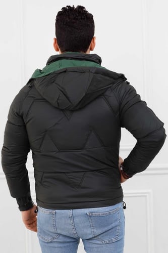 جاكيت رجالي شتوي مع غطاء رأس وأزرار إغلاق معدنية