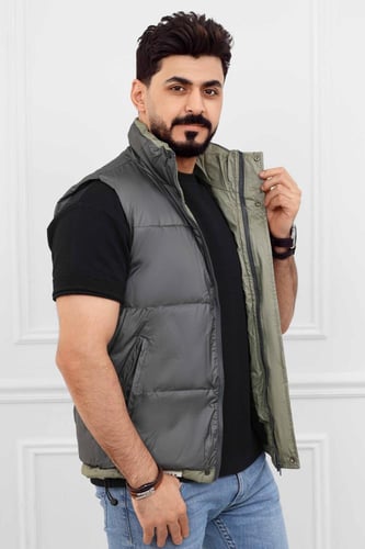 صدرية رجالي شتوي عصري سحاب وأزرار للإغلاق ضد الماء...