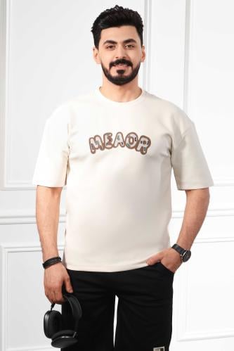 تيشرت رجالي اوفر سايز كاجوال مزين بطبعة MEAOR على...