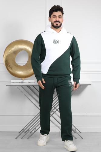 طقم رجالي شتوي اوفر سايز مكون من هودي مزود بطبعة و...