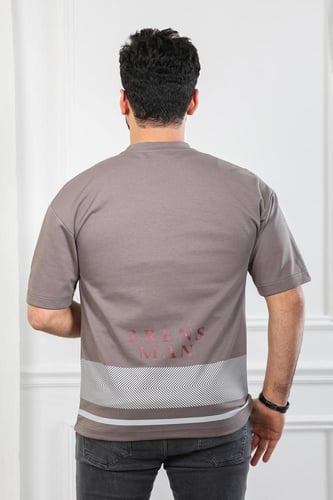 تيشرت رجالي بأكمام قصيرة وياقة دائرية مزين بطبعة 2...