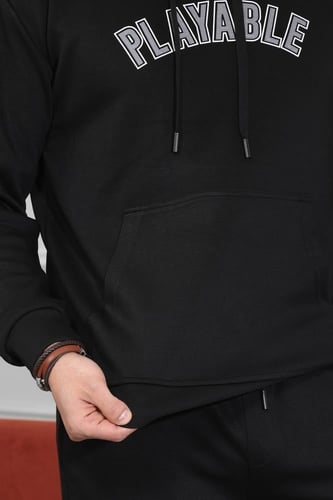 طقم رجالي شتوي كاجوال مكون من هودي وبنطال