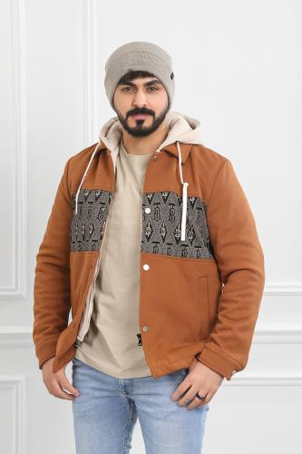 جاكت رجالي شتوي بأزرار معدنية وقبعة بلون مختلف وتط...