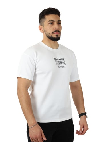 تيشرت رجالي صيفي اوفر سايز بطبعة صغيرة على الصدر