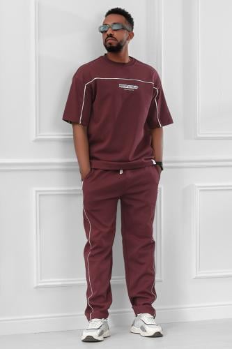 طقم رجالي صيفي كاجوال اوفر سايز مكون من تيشرت و بن...