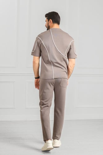 طقم رجالي أوفر سايز نص كم بنطال طويل