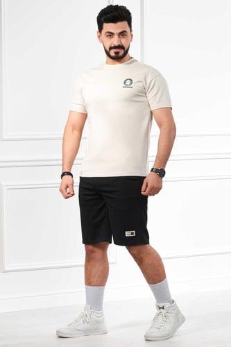 تيشرت رجالي اوفر سايز مزين بطبعة بشكل جبل على الظه...