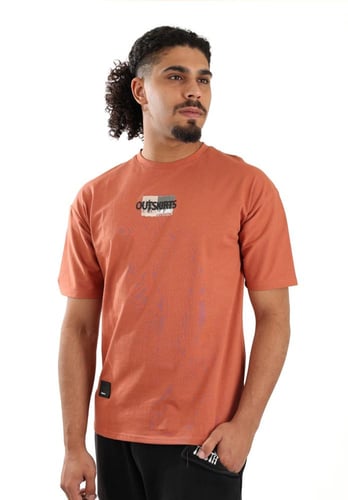 تيشرت رجالي صيفي اوفر سايز بطباعة بناء كبيرة على ا...