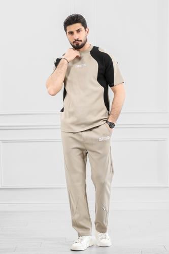 طقم رجالي أوفر سايز نص كم بنطال طويل
