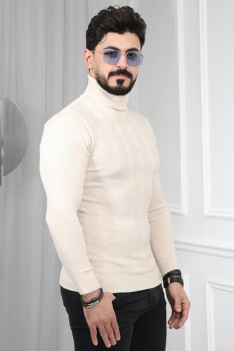 بلوفر شتوي رجالي هاينك منقوش برقبة