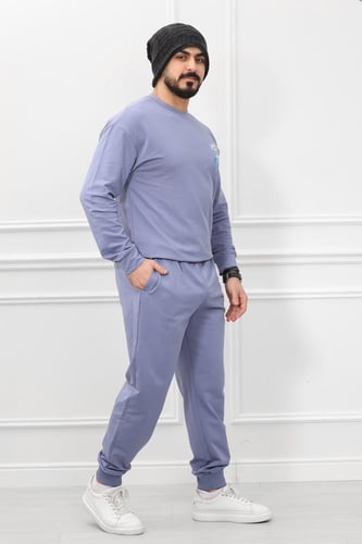 طقم رجالي شتوي كاجوال أرجل ضيقه وياقة مدورة مغلقة