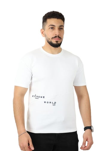 تيشرت رجالي صيفي اوفر سايز بطبعة كتابة في منتصف ال...