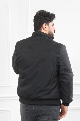 جاكيت رجالي شتوي سحاب فرو بأكمام قماشية مزمومة ضد...