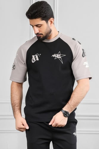 طقم رجالي أوفر سايز نص كم بنطال طويل