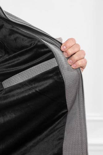 جاكيت رجالي شتوي سحاب فرو بجيب مغلقة