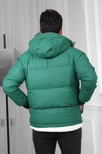 جاكيت رجالي شتوي منفوخ ومبطن مزود بطبعة