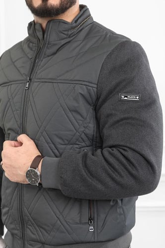 جاكيت رجالي شتوي سحاب فرو بأكمام قماشية مزمومة ضد...