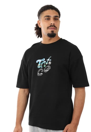 تيشرت رجالي صيفي اوفر سايز عصري بياقة مدورة مغلقة