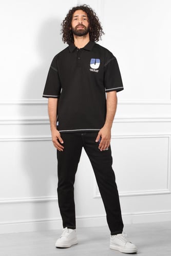 طقم رجالي صيفي كاجوال اوفر سايز بنطال مع تشيرت بأك...