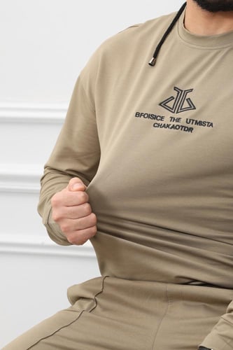 طقم رجالي شتوي كاجوال سويتشيرت بتصميم واسع بطبعة ش...