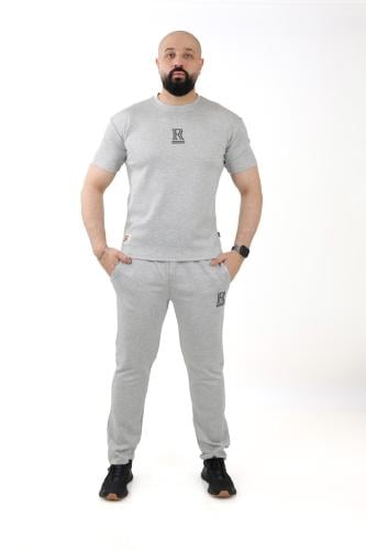 طقم رجالي صيفي كاجوال بنطال مع تيشرت بياقة مدورة م...