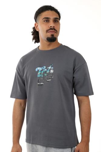 تيشرت رجالي صيفي اوفر سايز عصري بياقة مدورة مغلقة