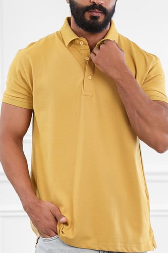 تيشرت رجالي صيفي سادة بياقة بولو وأزرار