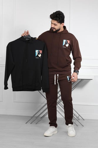 طقم رجالي شتوي اوفر سايز مكون من هودي و بنطال