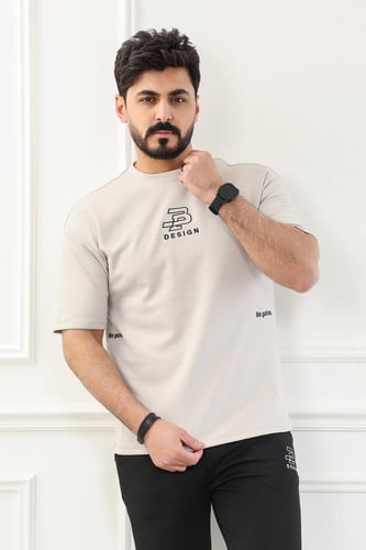 طقم رجالي اوفر سايز نص كم بنطال طويل ياقة دائرية م...