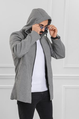 معطف رجالي شتوي صوف هودي