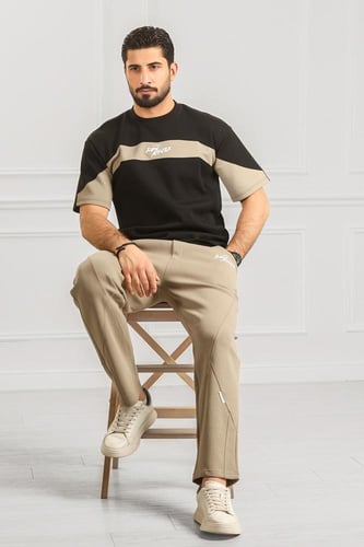 طقم رجالي أوفر سايز لونين نص كم