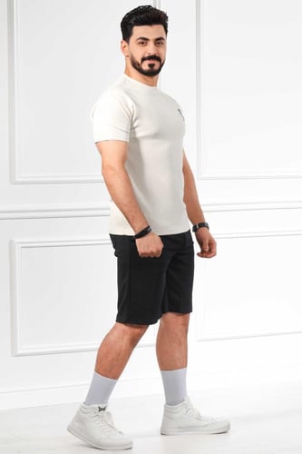 تيشرت رجالي اوفر سايز مزين بطبعة بشكل جبل على الظه...