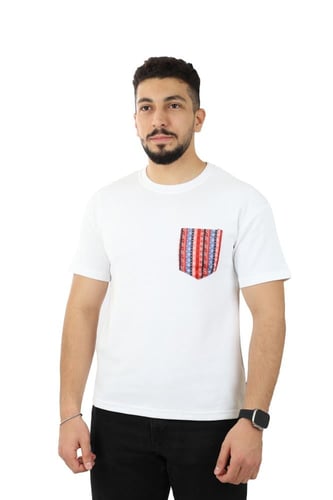 تشيرت رجالي صيفي اوفر سايز بجيبة ملونة على الصدر