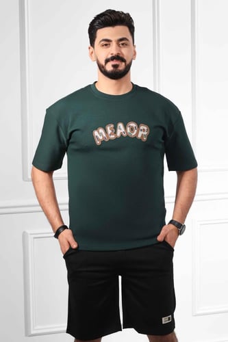 تيشرت رجالي اوفر سايز كاجوال مزين بطبعة MEAOR على...