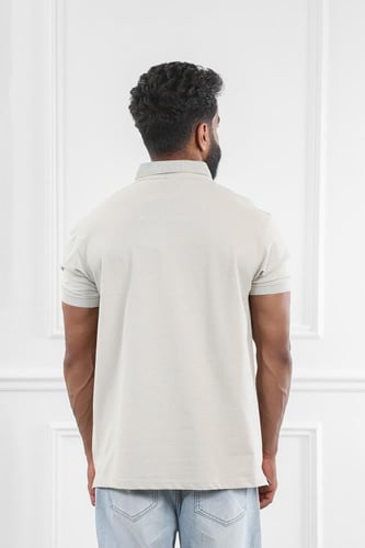 تيشرت رجالي صيفي بياقة بولو وأزرار مع جيبة على الص...