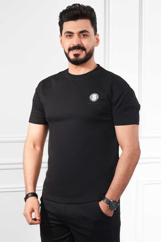 تيشرت رجالي اوفر سايز مزين بطبعة بشكل جبل على الظه...