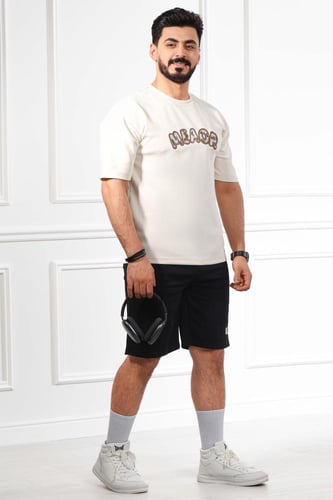 تيشرت رجالي اوفر سايز كاجوال مزين بطبعة MEAOR على...