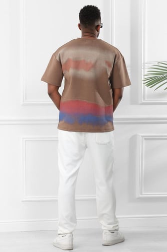 تيشرت رجالي اوفر سايز مموج بالألوان - تيشرت رجالي...