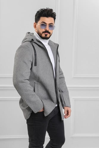 معطف رجالي شتوي صوف هودي