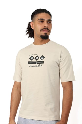 تيشرت رجالي صيفي اوفر سايز بياقة مدورة مغلقة