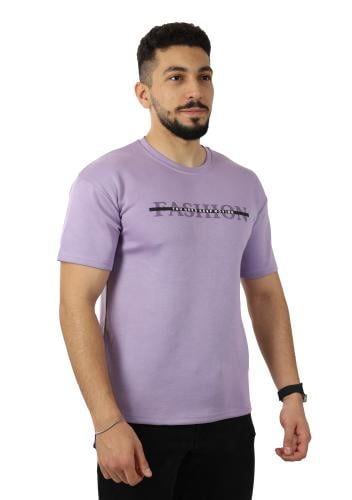 تيشرت رجالي صيفي اوفر سايز بطباعة أفقية على الصدر...